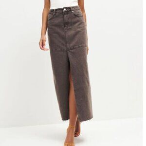 Reformation Tazz Maxi Brown Denim Skirt - Size 23